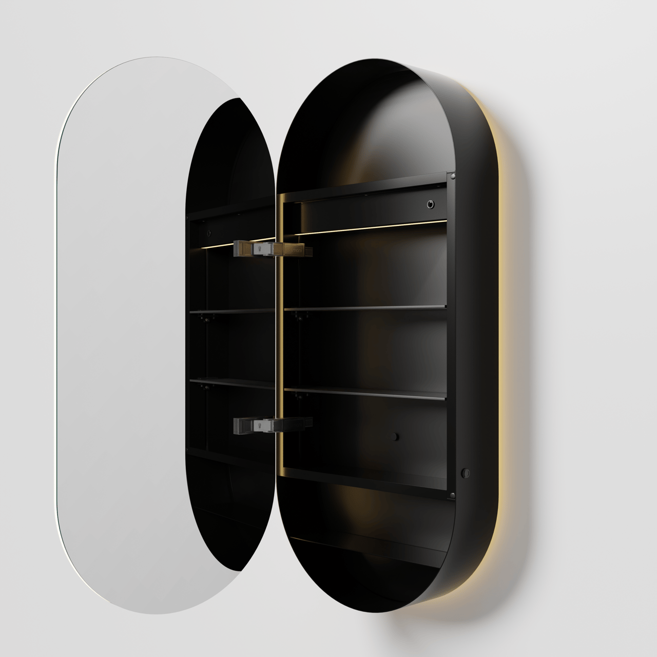 Balmani Mara spiegelkast 45 x 100 cm Mat Zwart met spiegelverlichting en anti-damp