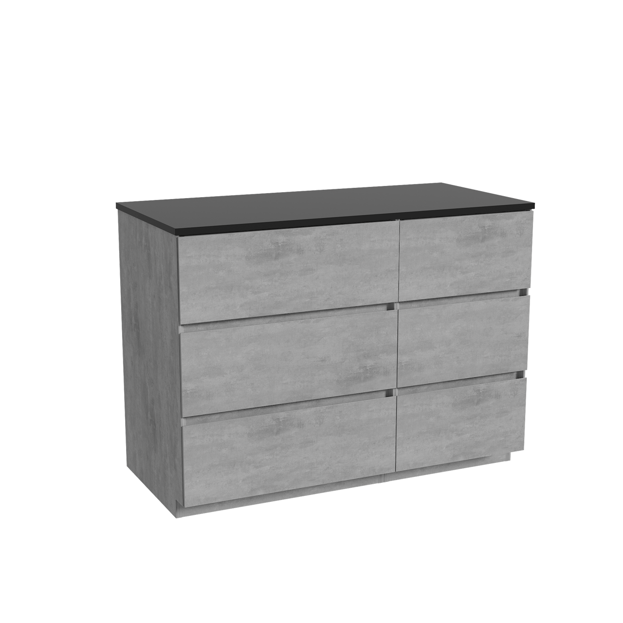 Storke Edge freistehendes Möbelstück Set: 110 x 52 cm, Beton dunkelgrau, mit Panton Einzel Waschtischplatte, Pulverbeschichtetes MDF Schwarz matt