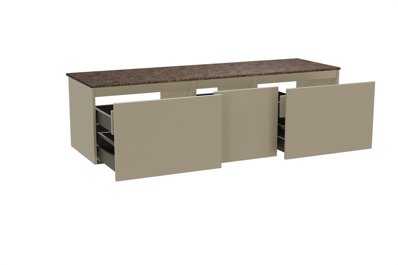 Balmani Sfera zwevend badmeubel 180 x 55 cm dune met Stretto enkel of dubbel wastafelblad in marmer dark emperador