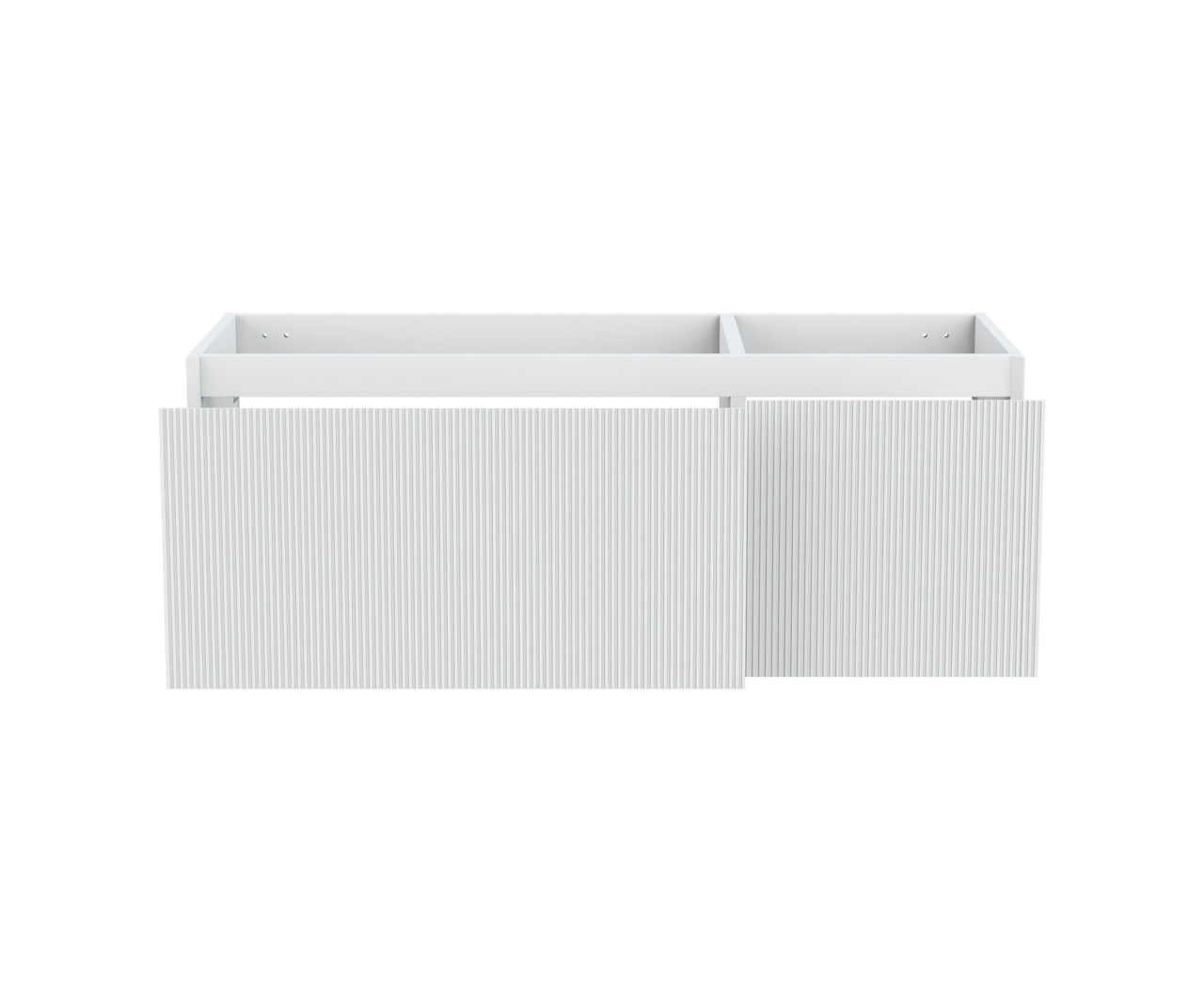 Balmani Fila hängender Waschbeckenunterschrank: 135 x 55 cm, asymmetrisch links, Weiß Matt, 4 Schubladen