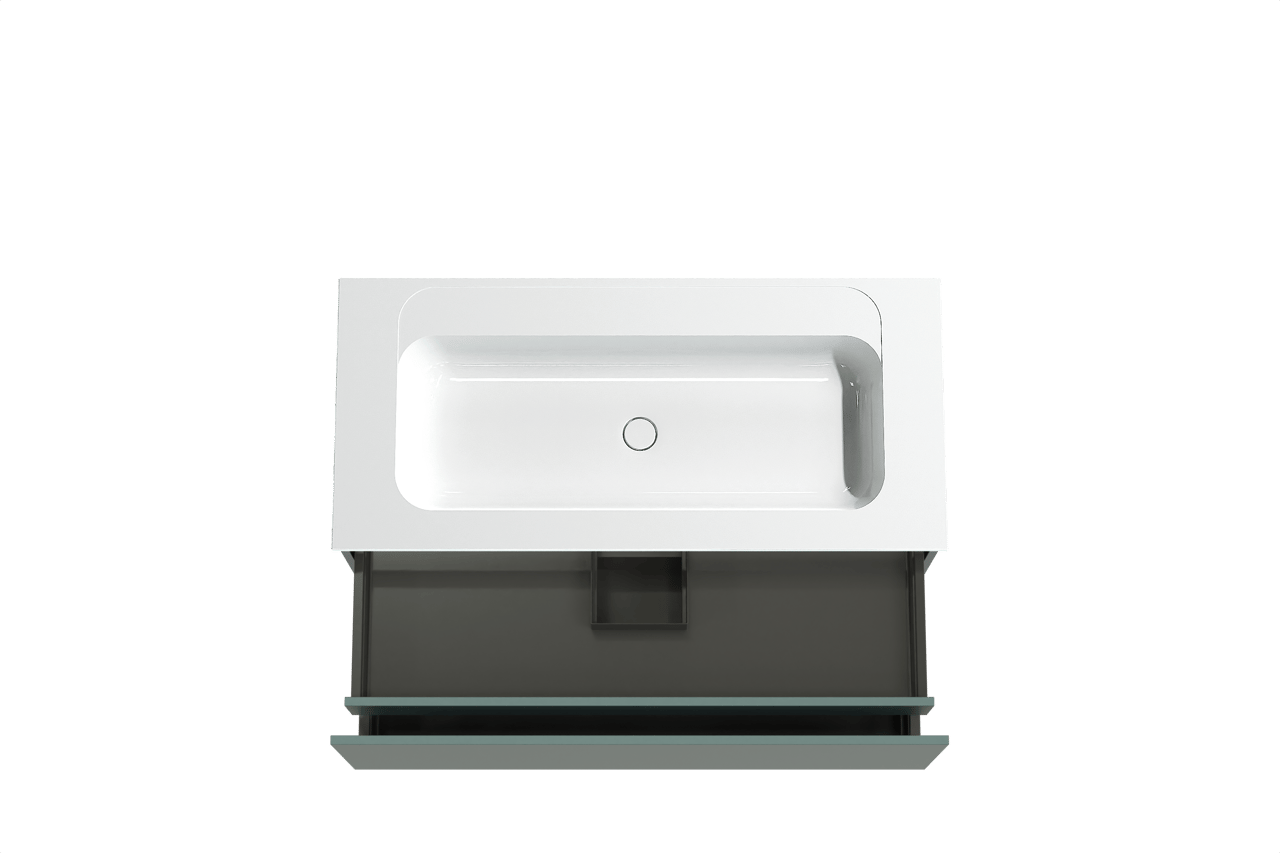 Balmani Sfera zwevend badkamermeubel 120 x 55 cm forest met Tablo Strada enkele wastafel in composietmarmer glanzend wit