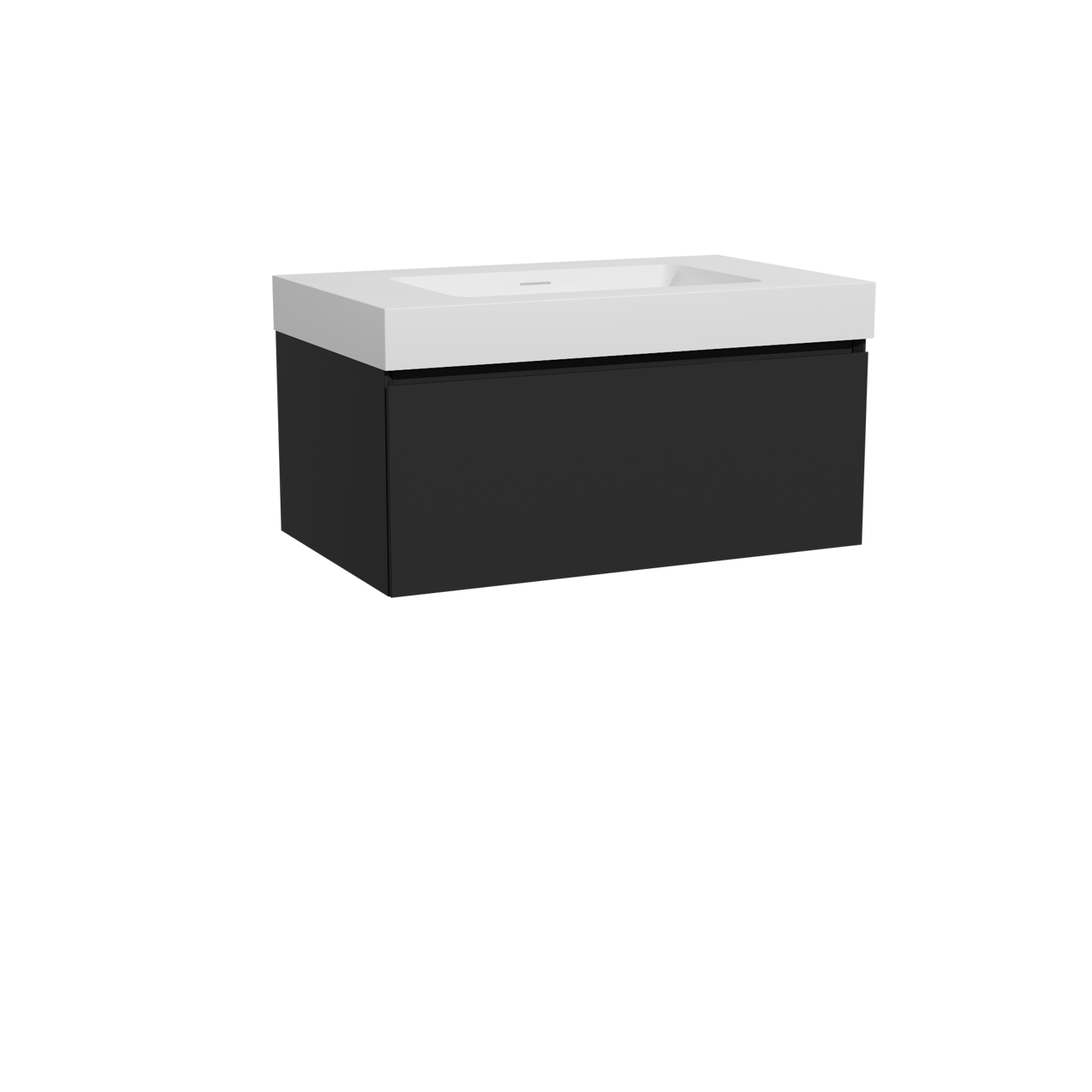 Storke Edge meuble salle de bains suspendu 85 x 52 cm noir mat avec Mata High plan simple en solid surface blanc mat