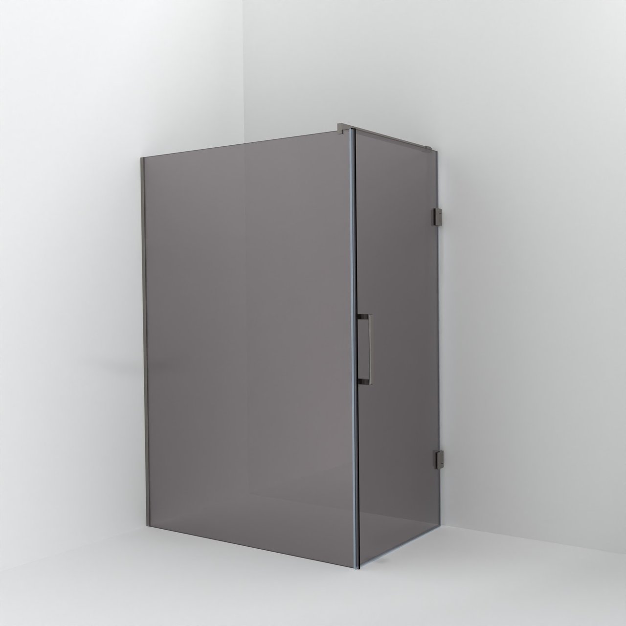 Balmani Modular inloopdouche met deur: 140 x 200 cm met deur 90 cm, Rookglas met coating, Brushed Inox profielen