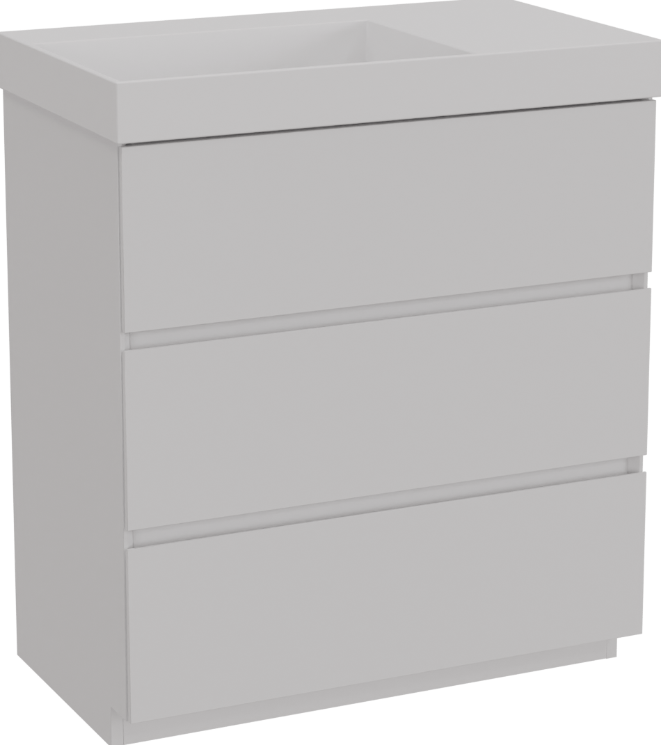 Storke Edge freistehendes Möbelstück Set: 80 x 46 cm, Weiß matt, mit Jura Waschtisch links, Solid Surface Weiß matt