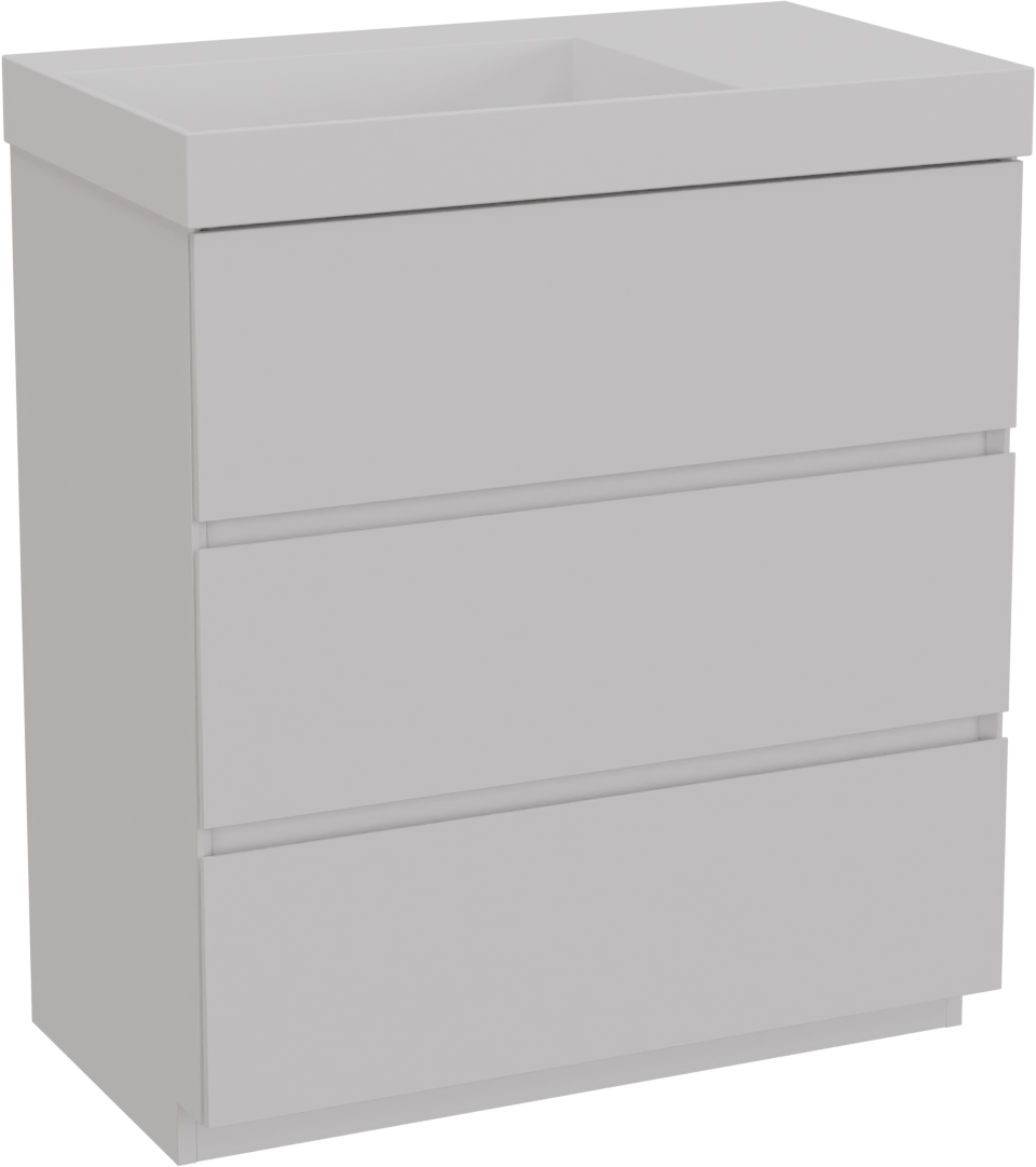 Storke Edge meuble salle de bains à poser 80 x 46 cm blanc mat avec Jura plan vasque asymétrique à gauche en solid surface blanc mat