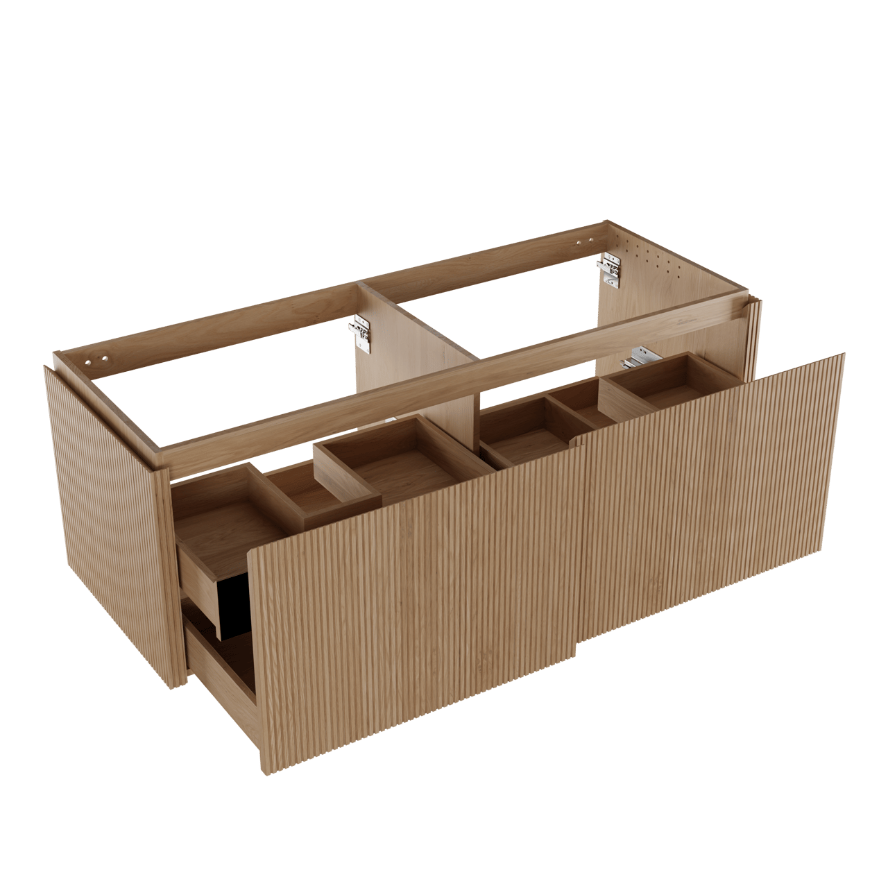 Balmani Eclips meuble sous-lavabo suspendu 150 x 55 cm Chêne naturelle 4 tiroirs Nervure sym. vert.