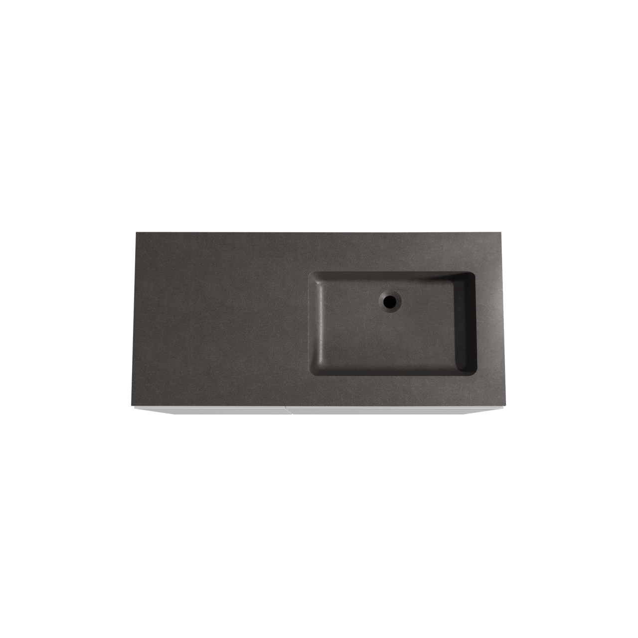 Storke Edge meuble salle de bains à poser 110 x 52 cm blanc brillant avec Scuro plan vasque asymétrique à droite en quartz noir mat