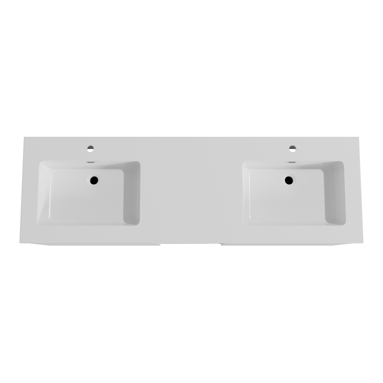 Storke Edge meuble salle de bains suspendu 165 x 52 cm blanc mat avec Diva double vasque en marbre composite blanc brillant