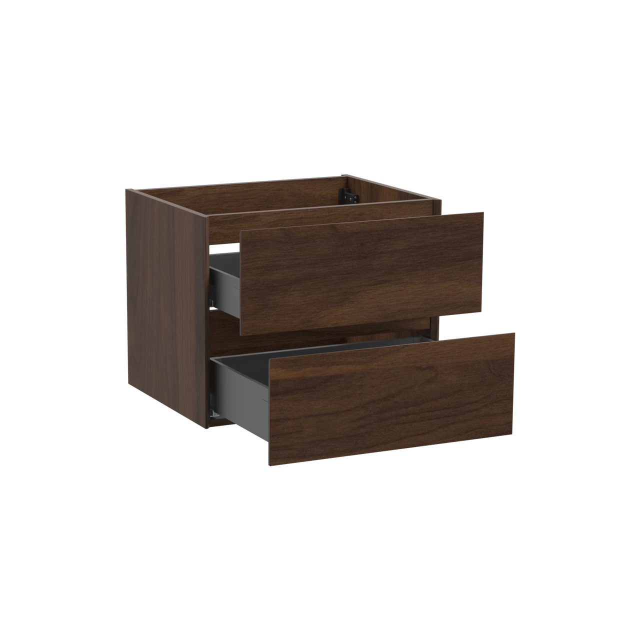 Storke Edge zwevende wastafelonderkast 65 x 52 cm notenhout 2 lades