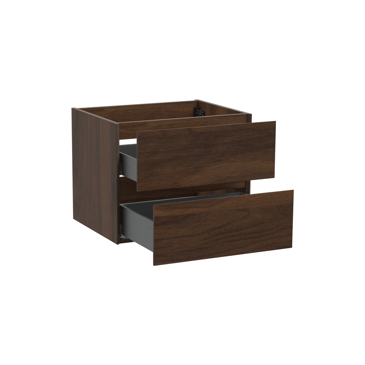 Storke Edge zwevende wastafelonderkast 65 x 52 cm notelaar 2 lades