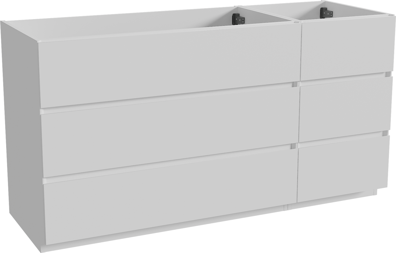 Storke Edge staand badkamermeubel 150 x 52 cm mat wit met Tavola enkel of dubbel tablet in mat wit/zwart terrazzo