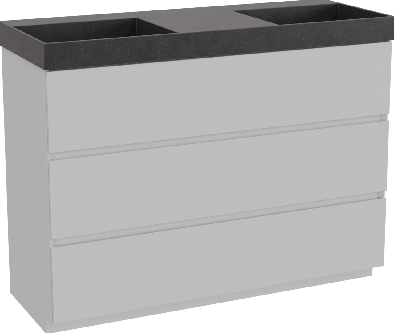 Storke Edge meuble salle de bains à poser 120 x 46 cm blanc mat avec Jura double vasque en quartz noir mat