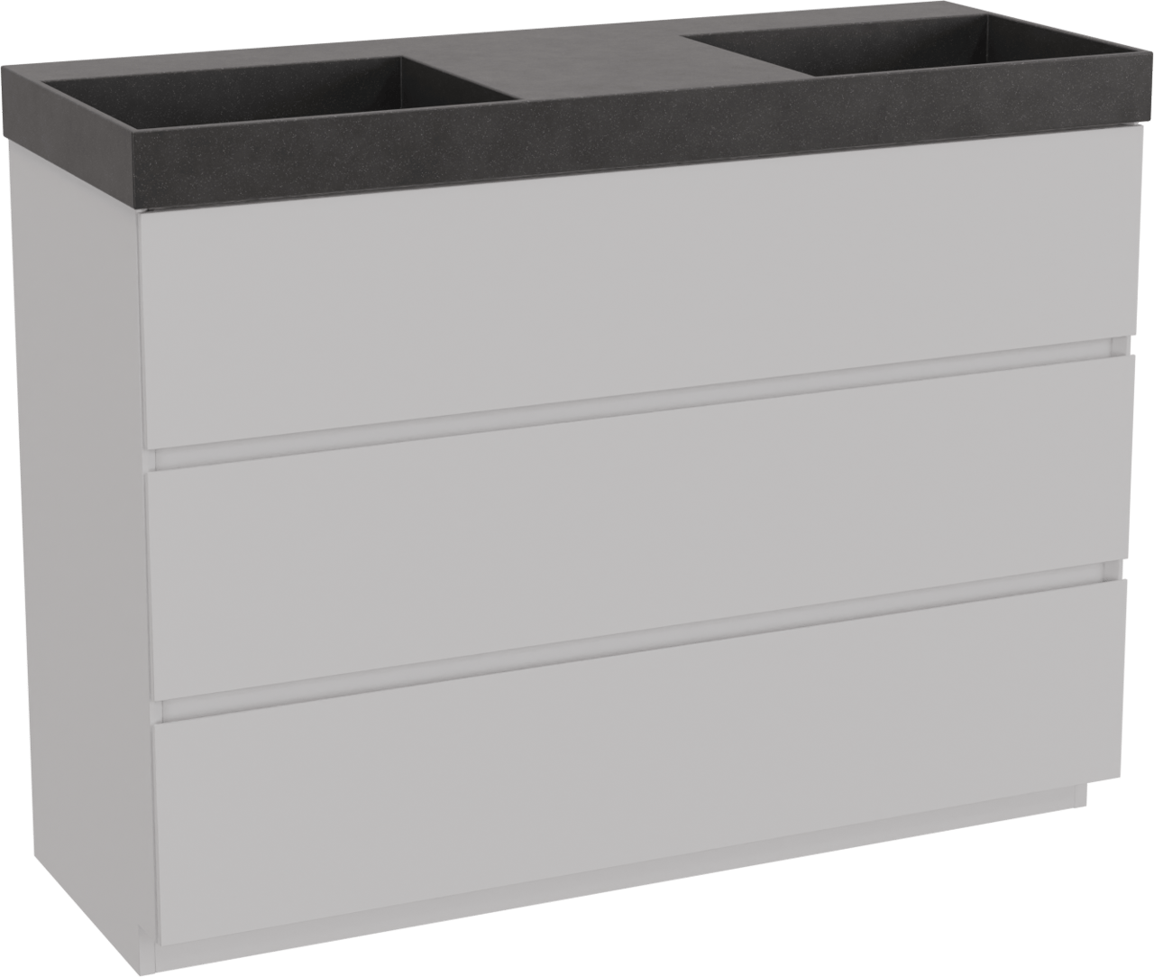 Storke Edge meuble salle de bains à poser 120 x 46 cm blanc mat avec Jura double vasque en quartz noir mat