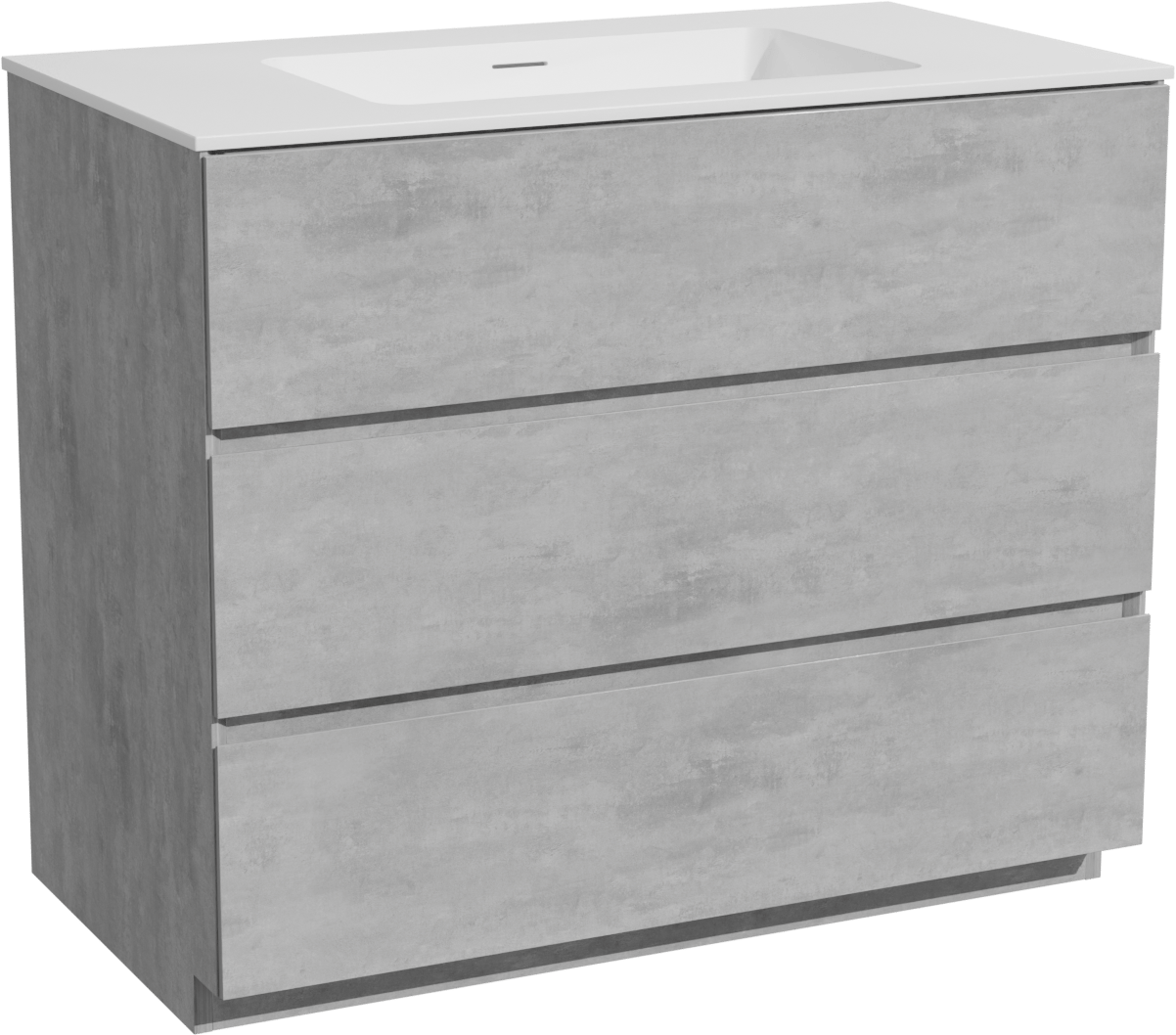 Storke Edge staand badmeubel 95 x 52 cm beton donkergrijs met Mata enkele wastafel in solid surface mat wit