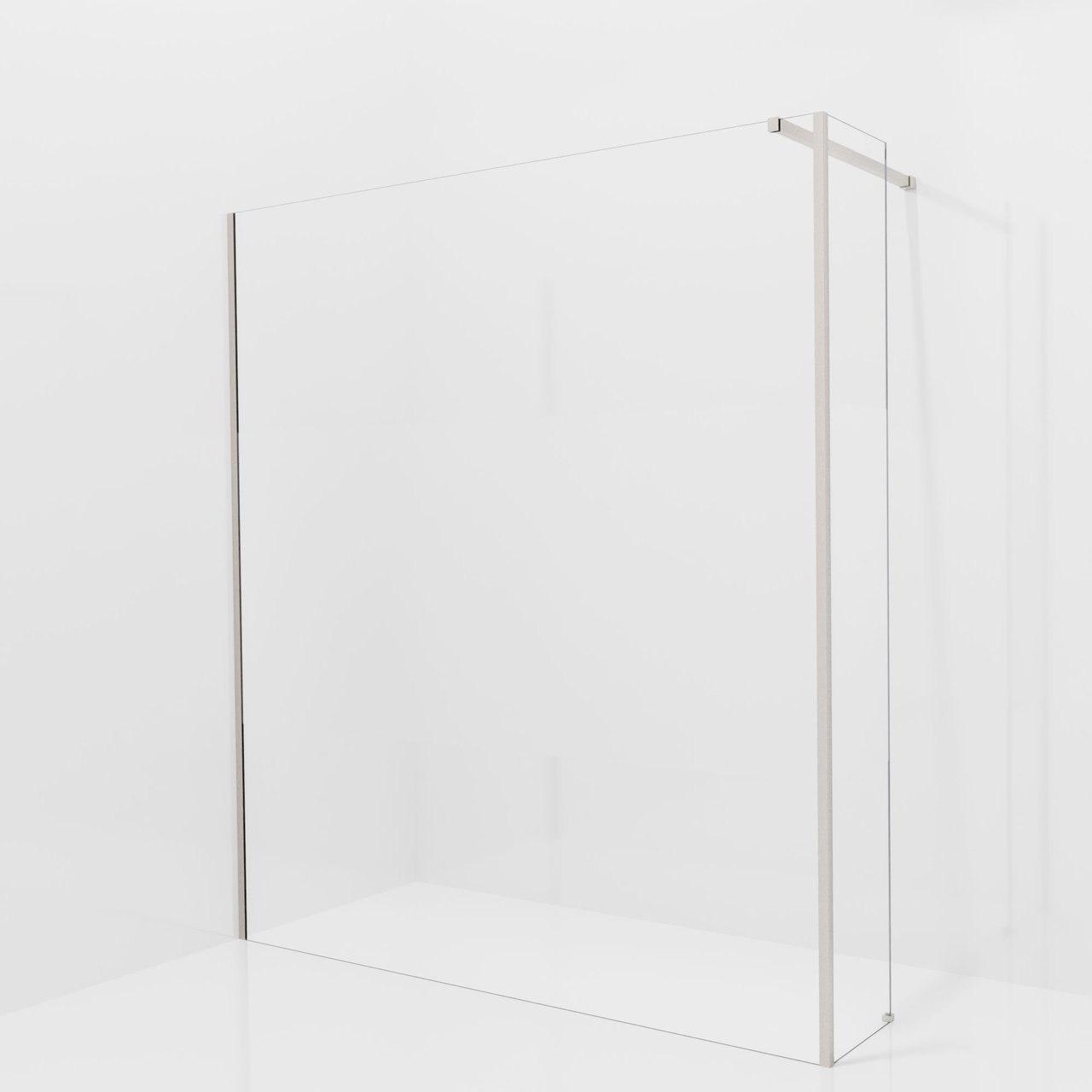 Balmani Modular Walk-In Dusche mit fester Seitenwand: 180 x 200 cm, Klarglas mit mattiertem Streifen, Profil Brushed CoolMetal