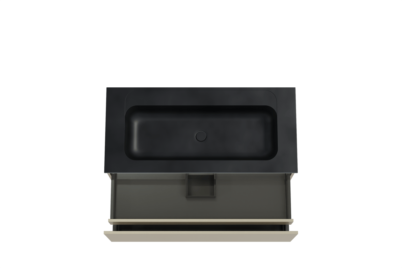 Balmani Sfera meuble salle de bains suspendu 120 x 55 cm dune avec Tablo Strada lavabo simple pour 2 trous de robinet en marbre composite noir mat