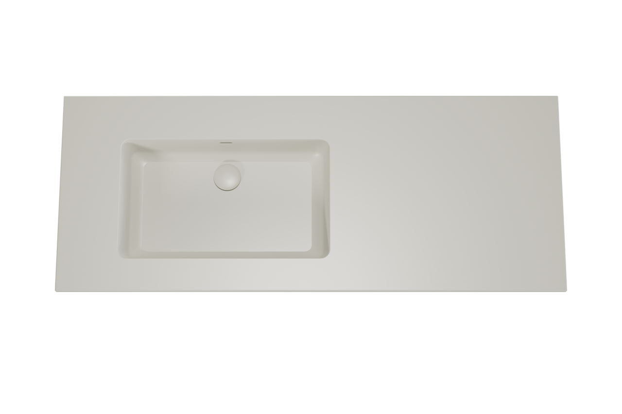 Storke Diva vasque asymétrique gauche top solid soie grise matte 130 x 52 cm