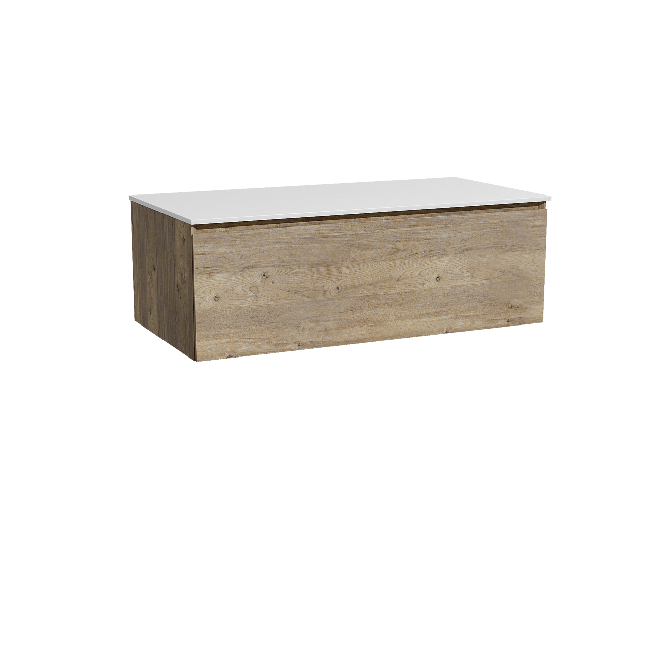 Storke Edge meuble salle de bains suspendu 105 x 52 cm chêne brut avec Tavola tablette simple en solid surface blanc mat