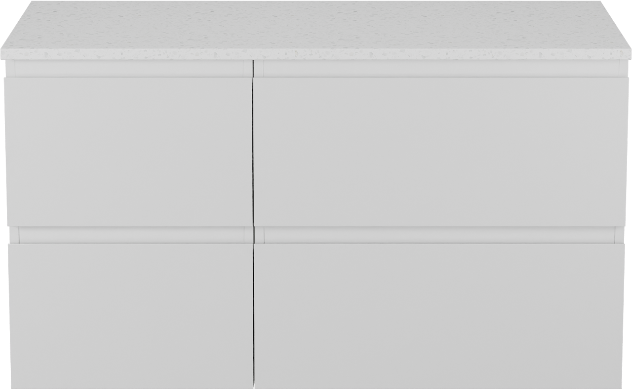 Linie Lado meuble salle de bains suspendu 100 x 46 cm blanc brillant avec Lado tablette simple ou double en mélaminé terrazzo blanc