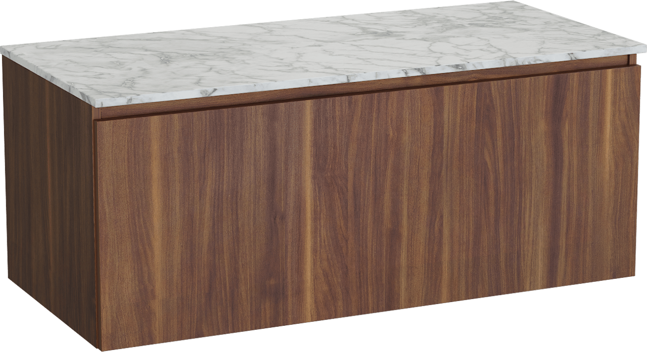 Balmani Sfera meuble salle de bains suspendu 120 x 55 cm noyer américain avec Stretto tablette simple ou double en marbre carrare