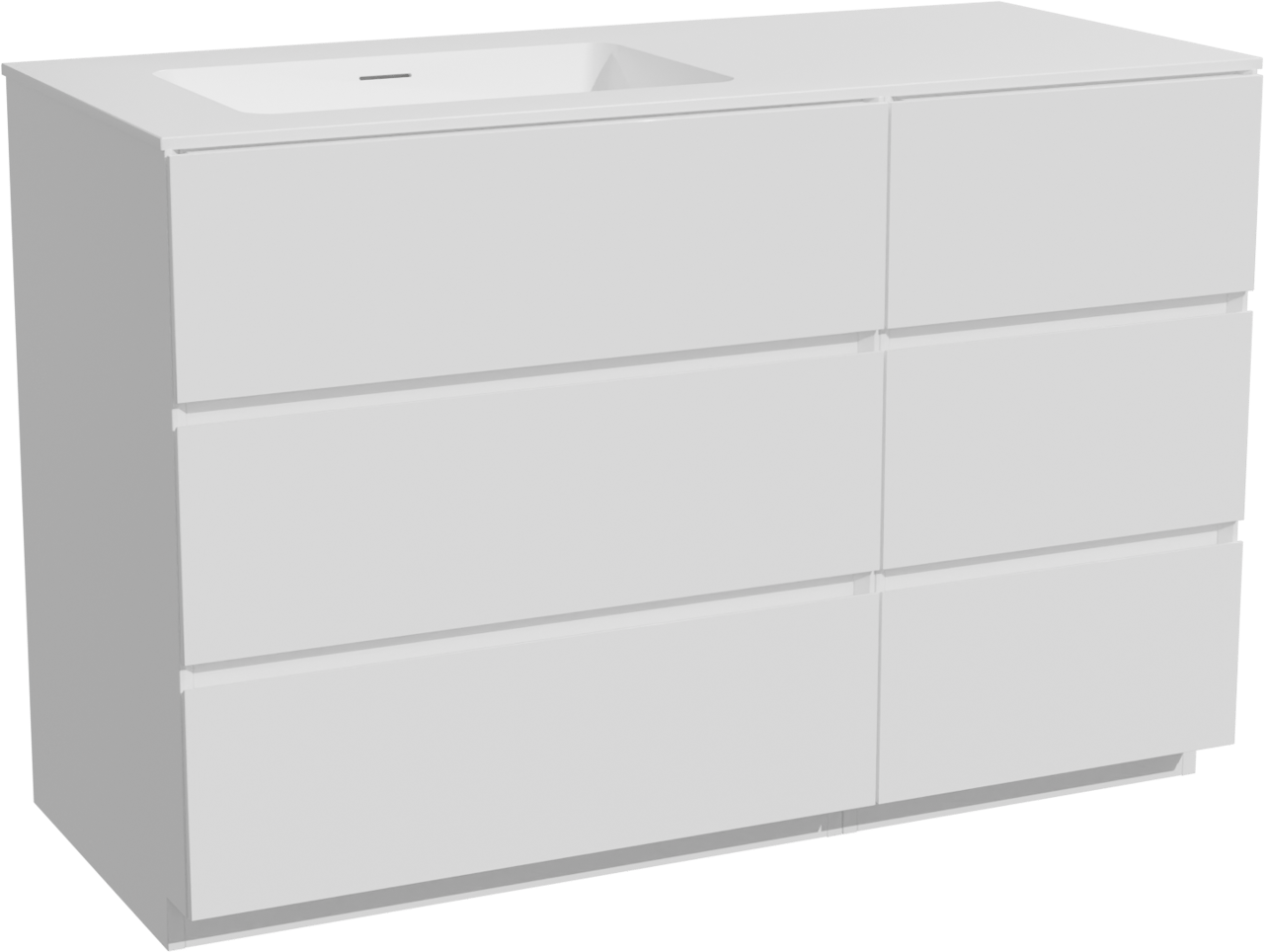 Storke Edge meuble salle de bains à poser 120 x 52 cm blanc mat avec Mata vasque asymétrique gauche en solid surface blanc mat