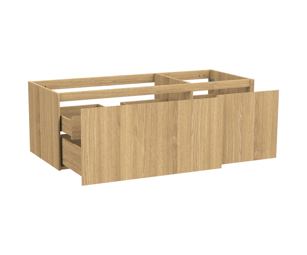 Balmani Idra zwevende wastafelonderkast 135 x 55 cm asymmetrisch links fineer naturel eiken 4 lades