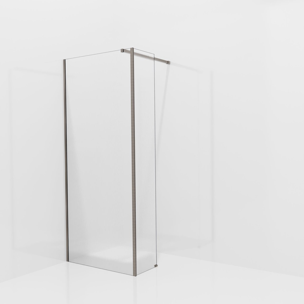 Balmani Modular inloopdouche met vaste zijwand: 90 x 200 cm, Ribs met coating, Brushed GunMetal profielen