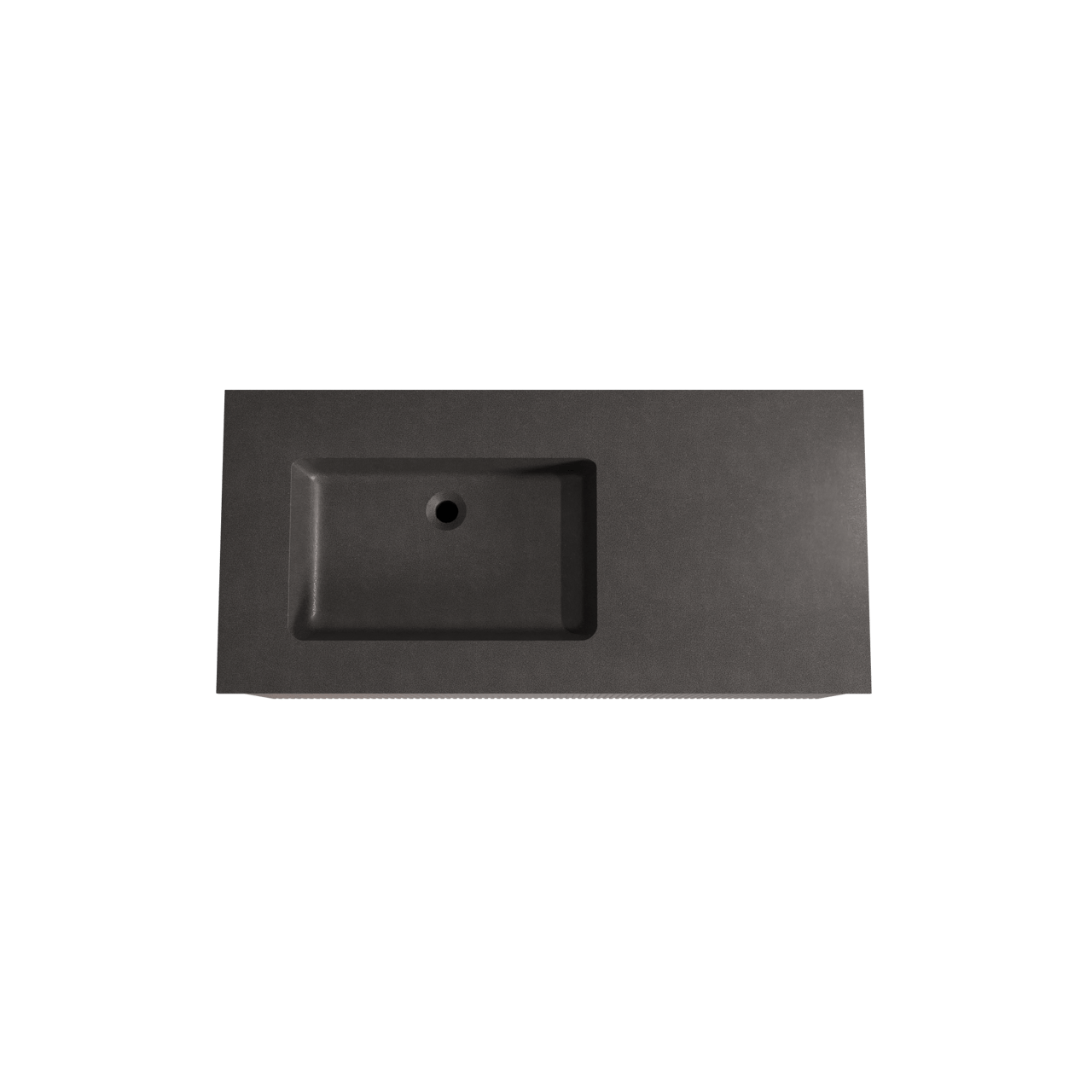 Storke Ribs zwevend badmeubel 110 x 52 cm notenhout met Scuro asymmetrisch linkse wastafel in kwarts mat zwart, Verticale symmetrische rechte ribbel