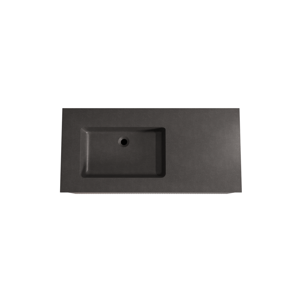 Storke Ribs zwevend badmeubel 110 x 52 cm notenhout met Scuro asymmetrisch linkse wastafel in kwarts mat zwart, Verticale symmetrische rechte ribbel