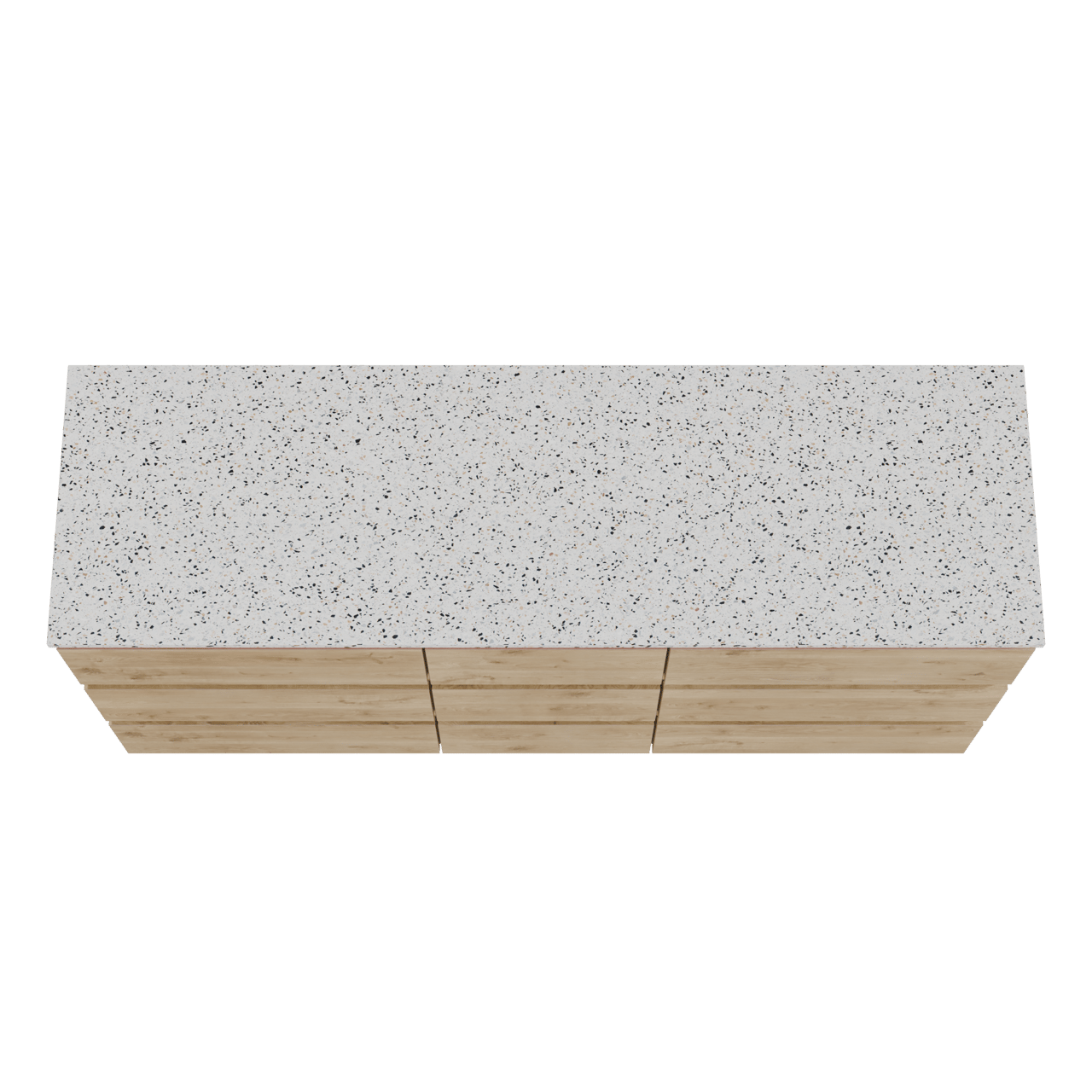 Balmani Lucida meuble salle de bains à poser 180 x 55 cm chêne brut avec Stretto tablette simple ou double en blanc/noir mat terrazzo