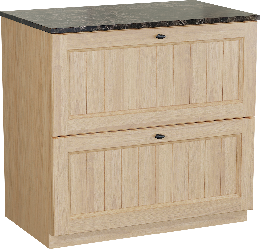 Balmani Lemon staand badkamermeubel 90 x 55 cm, fineer natuur eik met Stretto enkel tablet in dark emperador