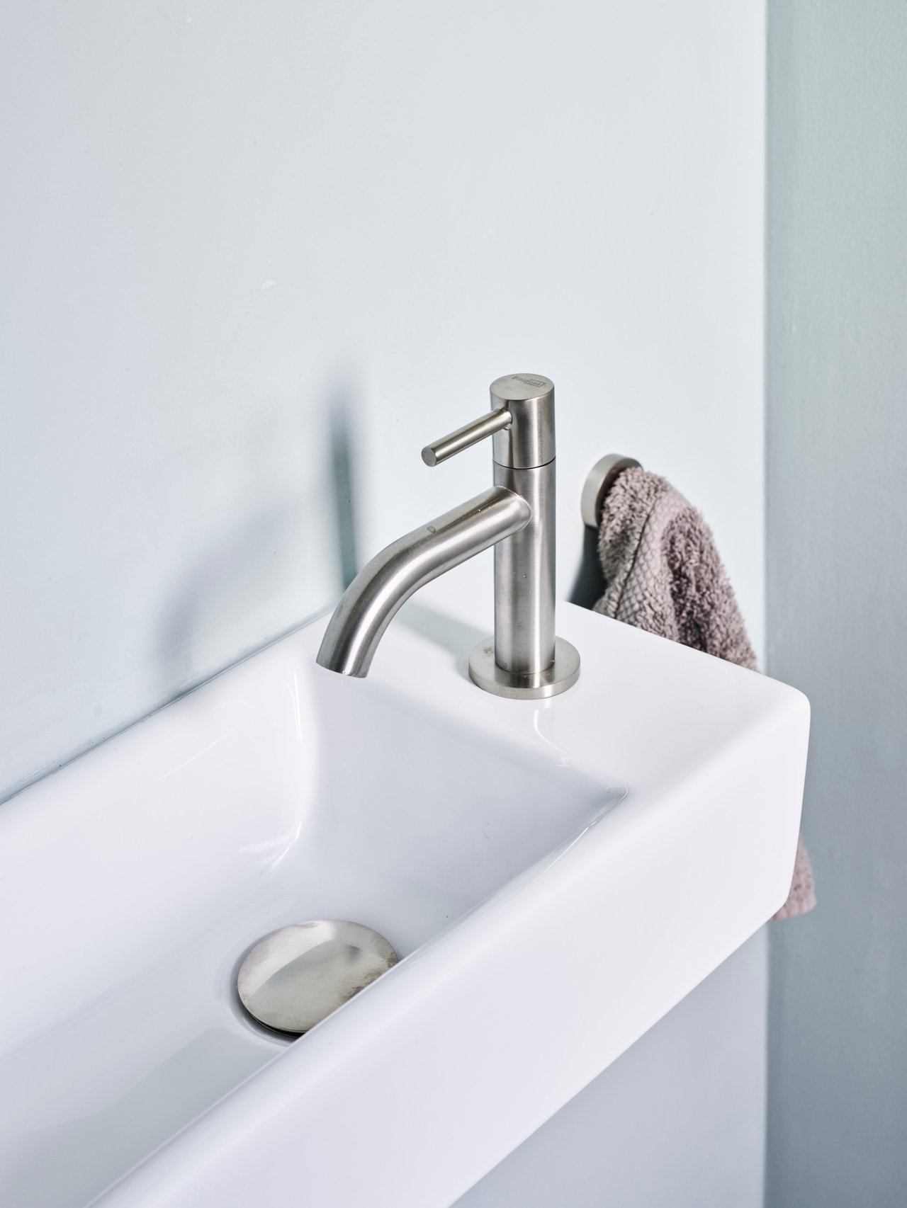 Luca Varess Cubic midi Lave-mains Blanc Brillant Porcelaine droite 40,5x20 cm