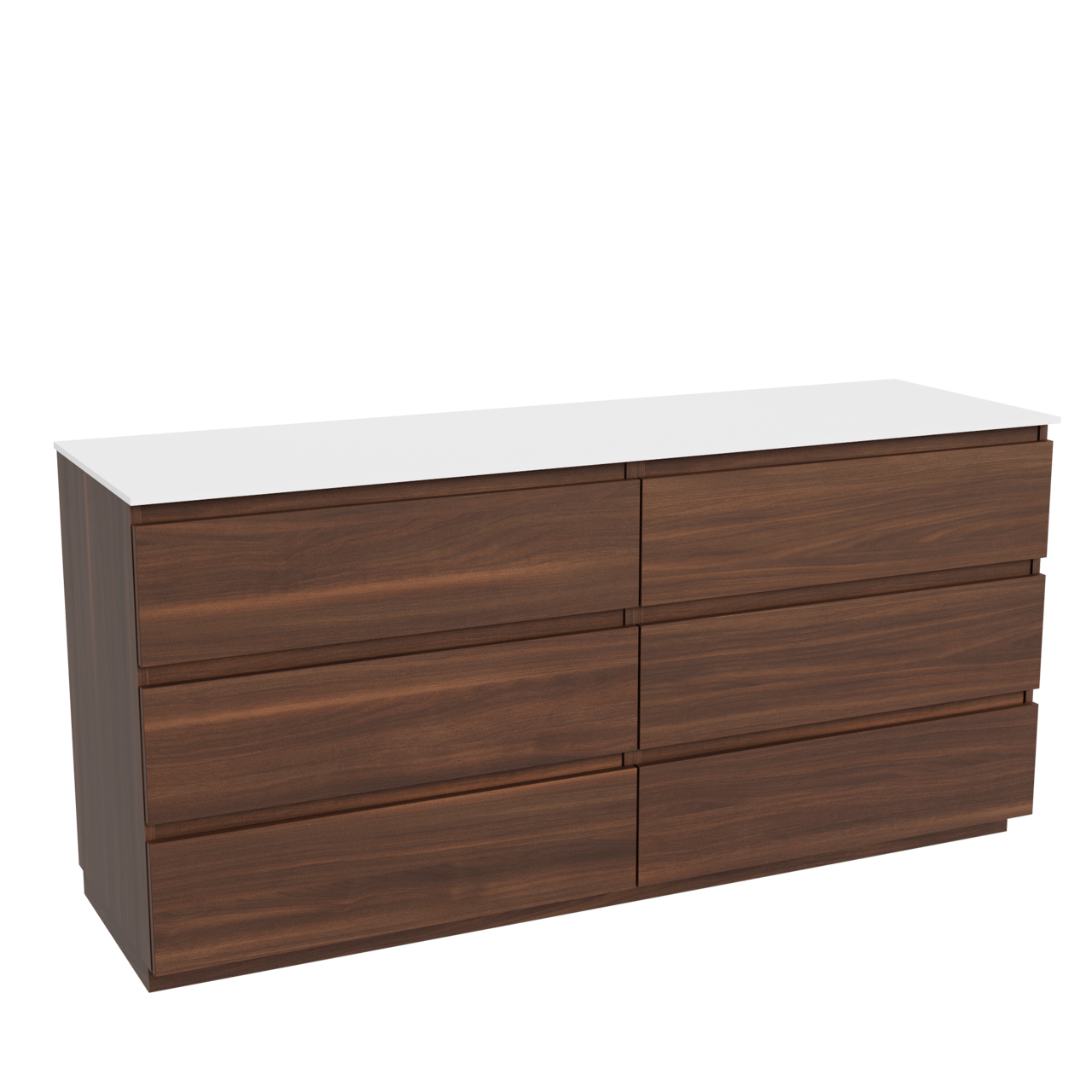 Balmani Lucida staand badkamermeubel 180 x 55 cm amerikaanse notelaar met Stretto enkel of dubbel tablet in solid surface mat wit