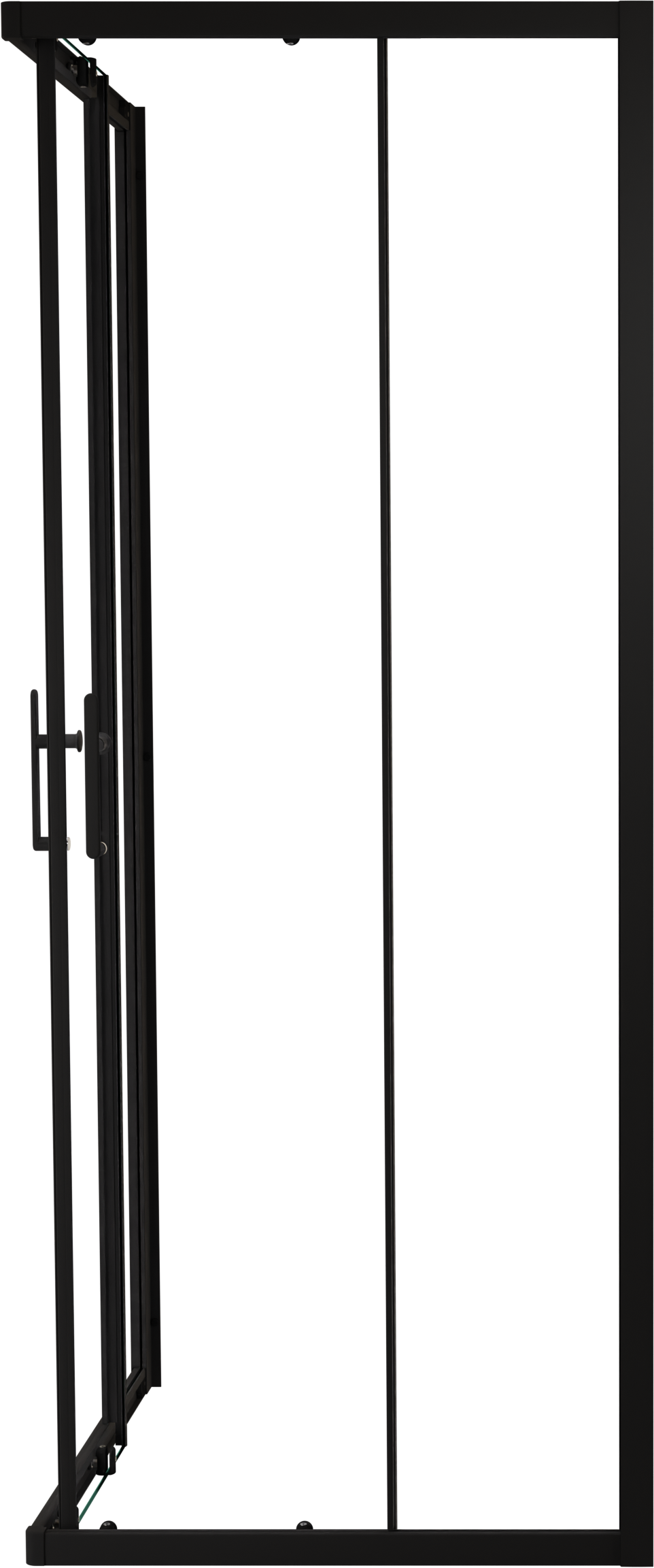 Linie Cadiz Eckdusche mit Eckeinstieg und 2 Schiebetüren 80 x 80 cm Klarglas Schwarz matt Profil