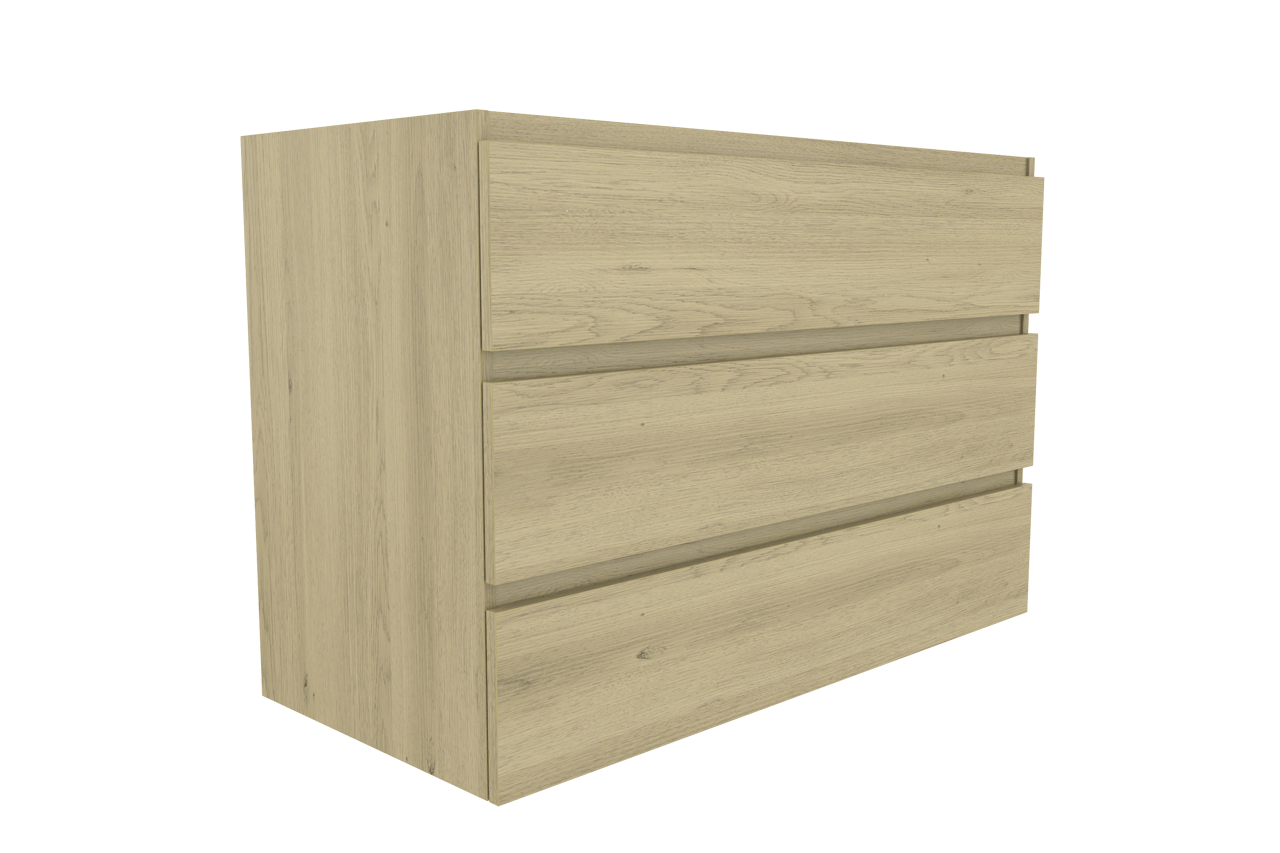 Balmani Lucida staande wastafelonderkast 120 x 55 cm verweerd eiken 3 lades