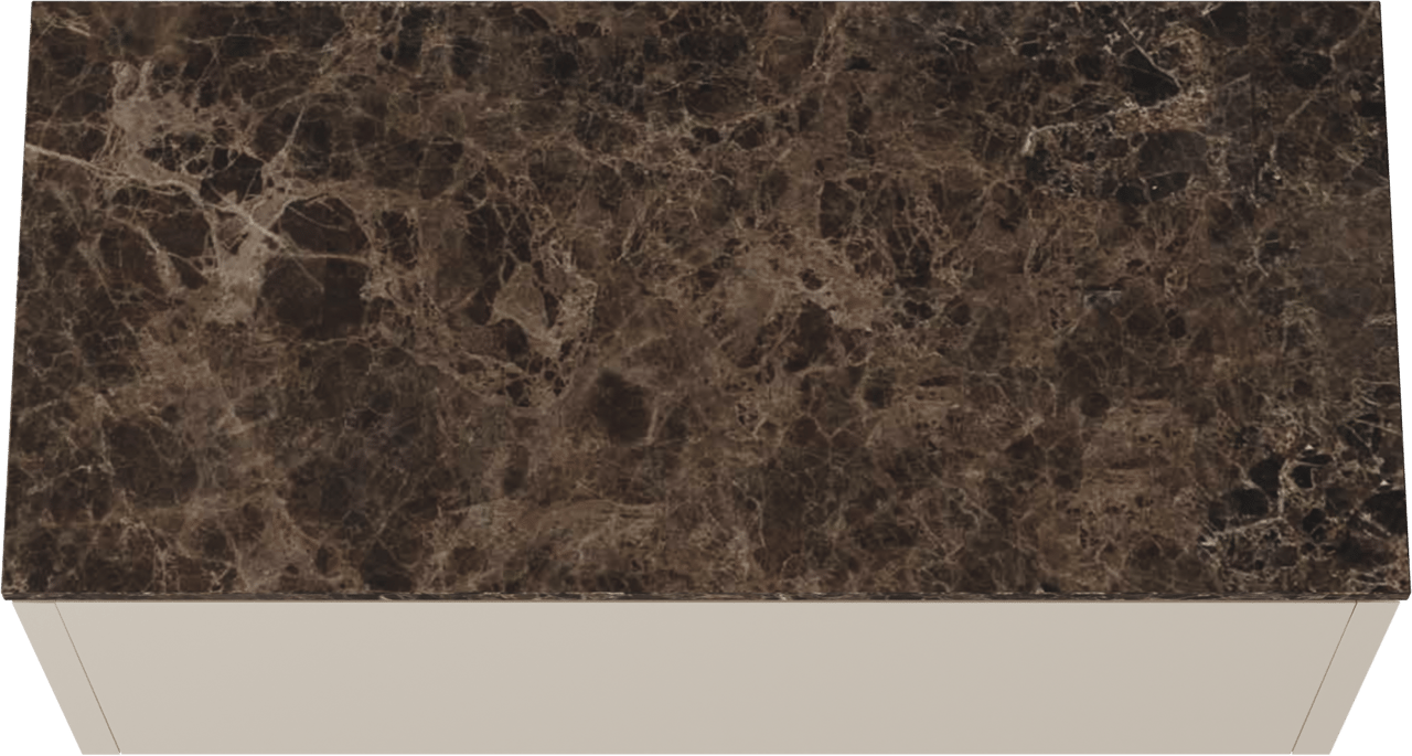 Balmani Eclips meuble salle de bains suspendu 120 x 55 cm Sandbeige avec Stretto tablette simple ou double en Dark Emperador marbre