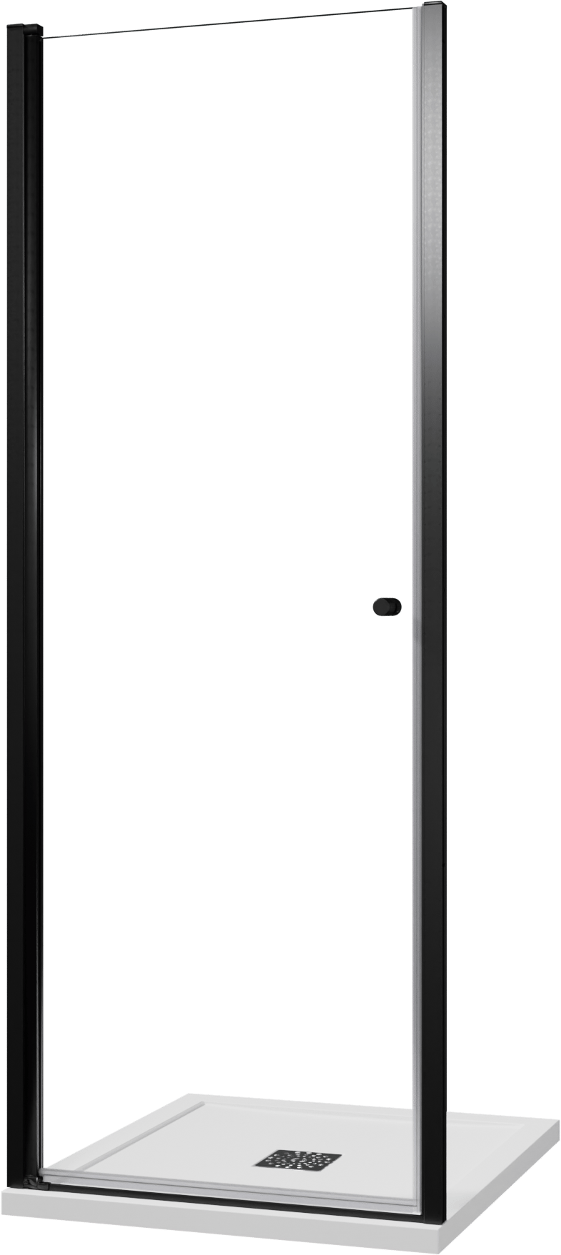 Luca Varess Kuresa porte pivotante 80 x 200 cm verre transparent profil noir mat