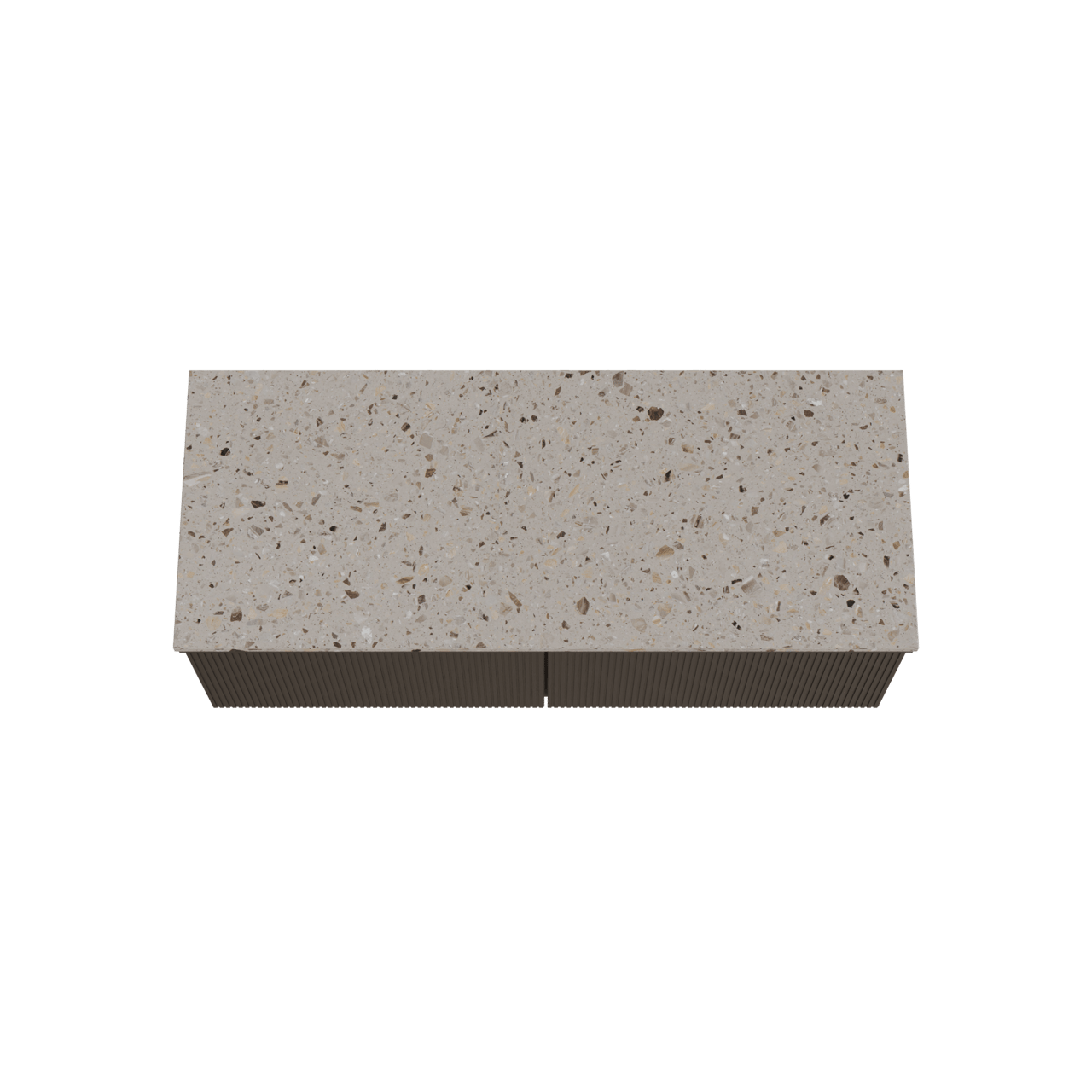 Balmani Forma meuble salle de bains suspendu 135 x 55 cm chêne noir avec Stretto tablette simple ou double en terrazzo greige terrazzo, Nervure droite symétrique verticale