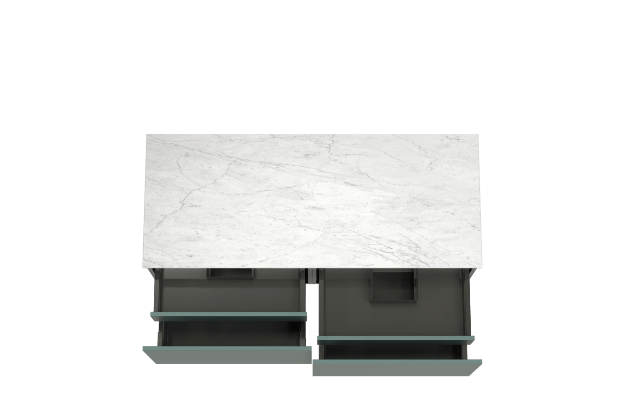 Balmani Sfera meuble salle de bains suspendu 135 x 55 cm forest avec Stretto tablette simple ou double en marbre carrara