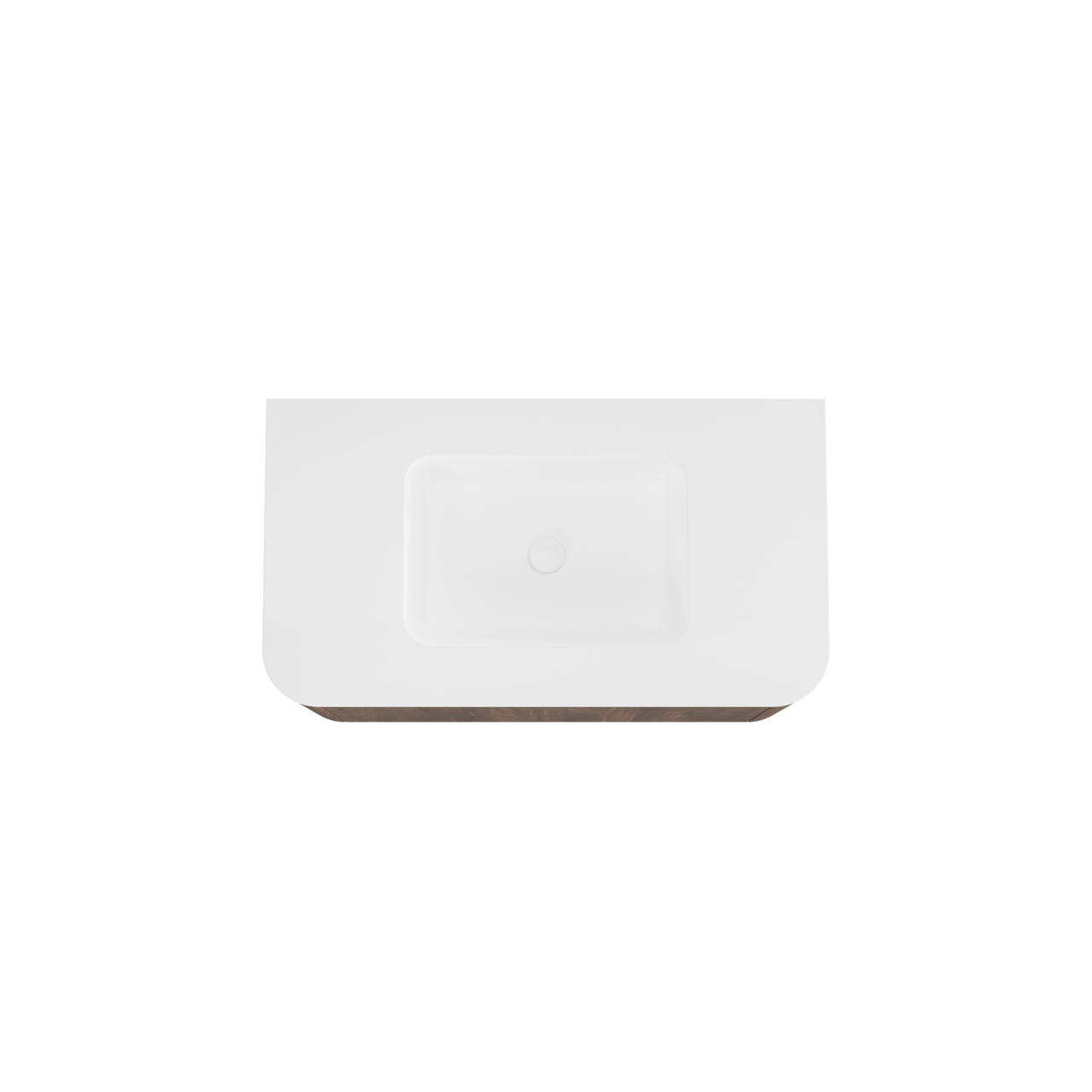 Balmani Moon zwevend badkamermeubel 100 x 55 cm amerikaanse notelaar met Moon enkele wastafel in solid surface mat wit