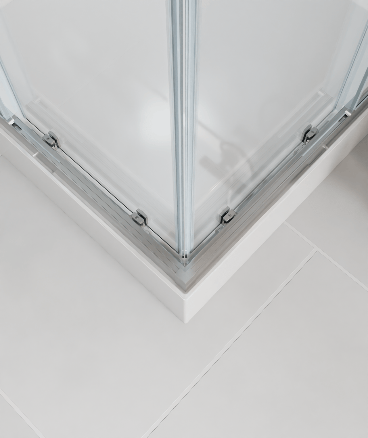 Luca Varess Talan Duschkabine: Schiebetür, 80 x 80 cm, Klarglas, Chrom Profil, matt