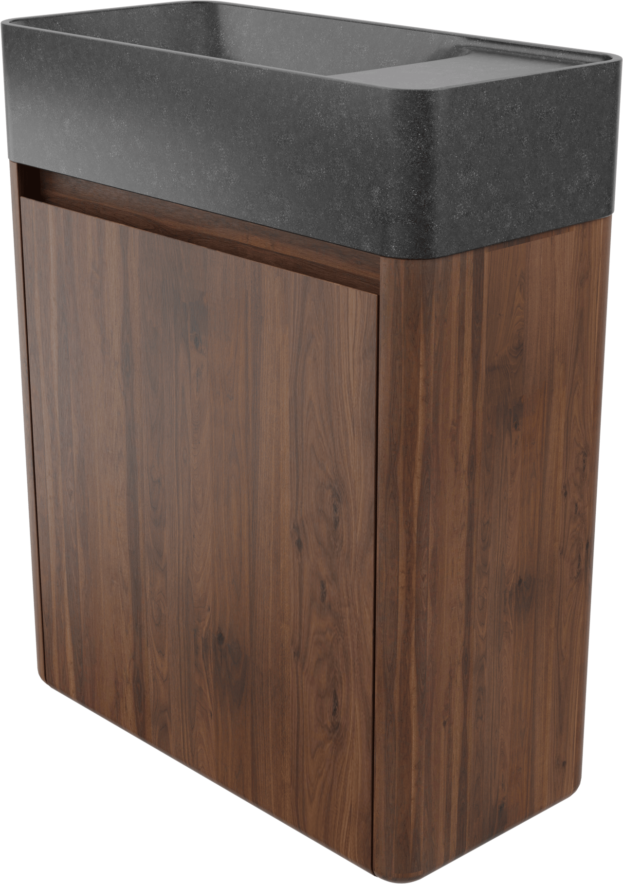 Balmani Fara hängendes WC-Möbel-Set, 45 x 22 cm, amerikanischer Nussbaum, mit Fara Waschtisch in poliertem Granit