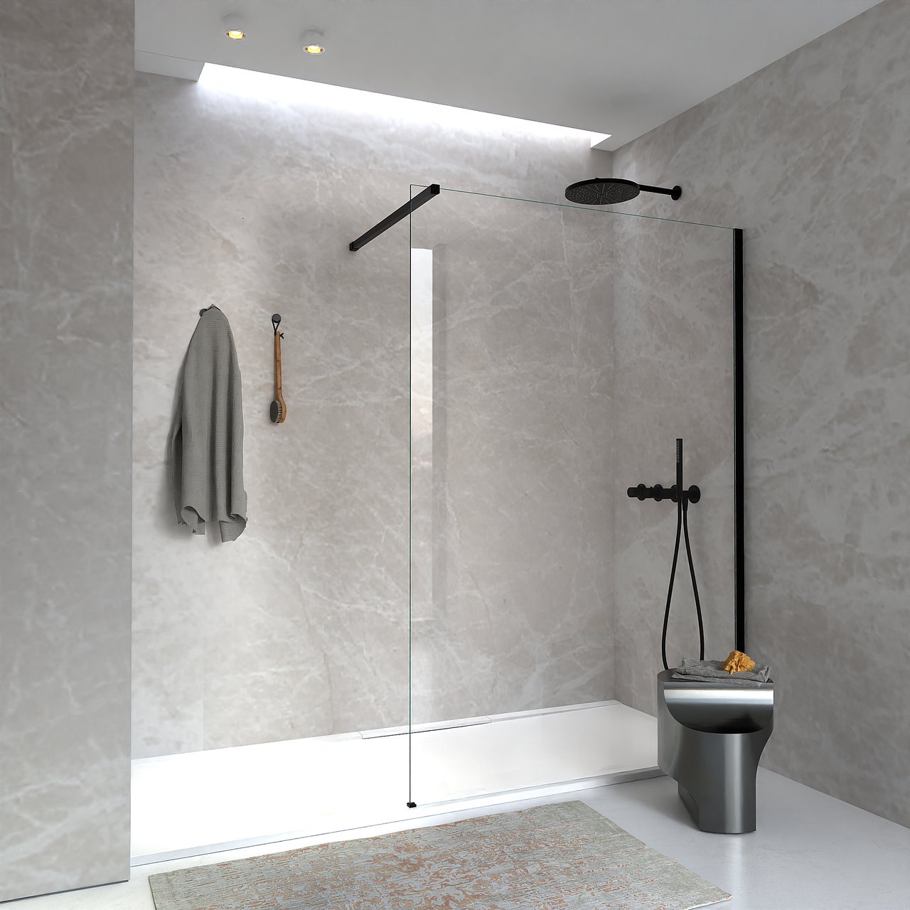 Blaufoss Nola 300 Tête de douche rond 30 cm avec support mural noir mat