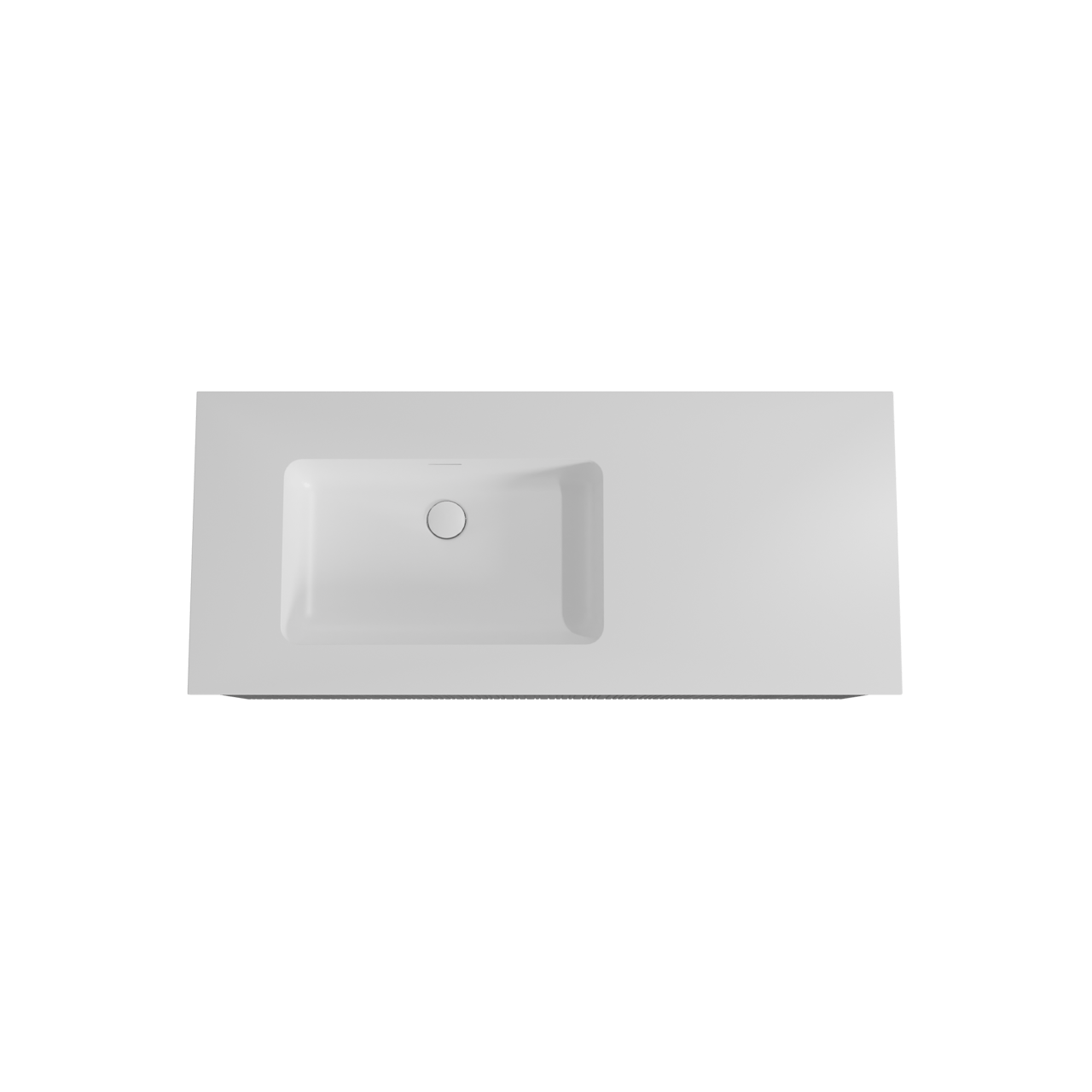 Storke Ribs hängendes Möbelstück Set: 120 x 52 cm, Schwarze Eiche, mit Mata Waschtisch links, Solid Surface, Weiß matt, Vertikale asymmetrische gerade Rippe