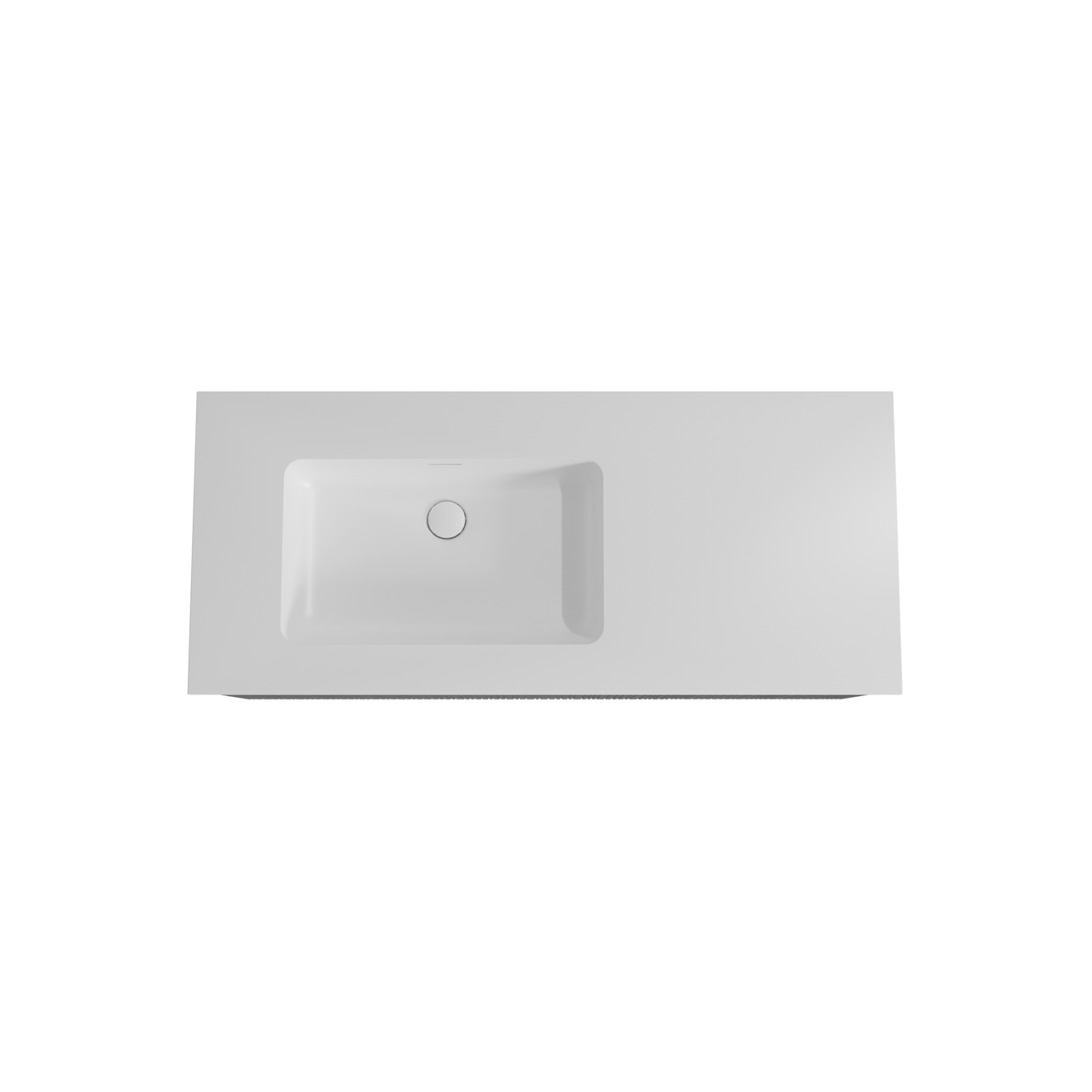 Storke Ribs zwevend badmeubel 120 x 52 cm zwart eiken met Mata asymmetrisch linkse wastafel in solid surface mat wit, Verticale asymmetrische rechte ribbel