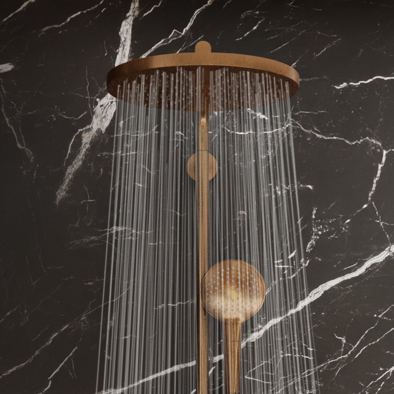 Blaufoss Nola 300 set de douche de pluie robinet thermostatique Brushed Rosegold