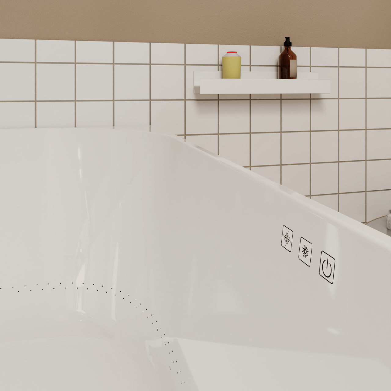 Luca Varess Laguna hoekbad rechts airmassage met LED 170 x 85 cm acryl Hoogglans Wit