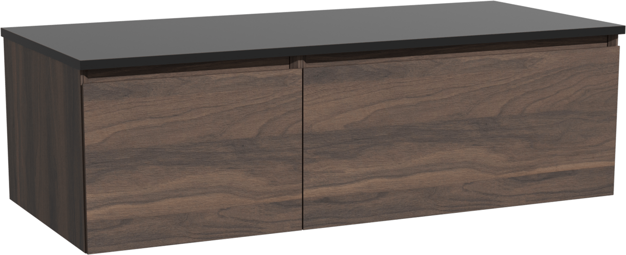 Storke Edge meuble salle de bains suspendu 120 x 52 cm noyer avec Panton tablette simple ou double en mdf enduit de poudre noir mat