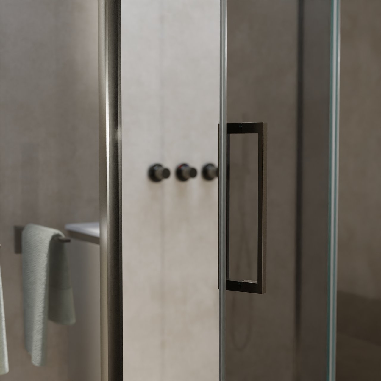 Balmani Senses Design douche en coin avec porte pivotante à droite et paroi latérale fixe, 140 x 90 cm, Miroir Reflex, Profil Brushed GunMetal, coating inclus, coating inclus