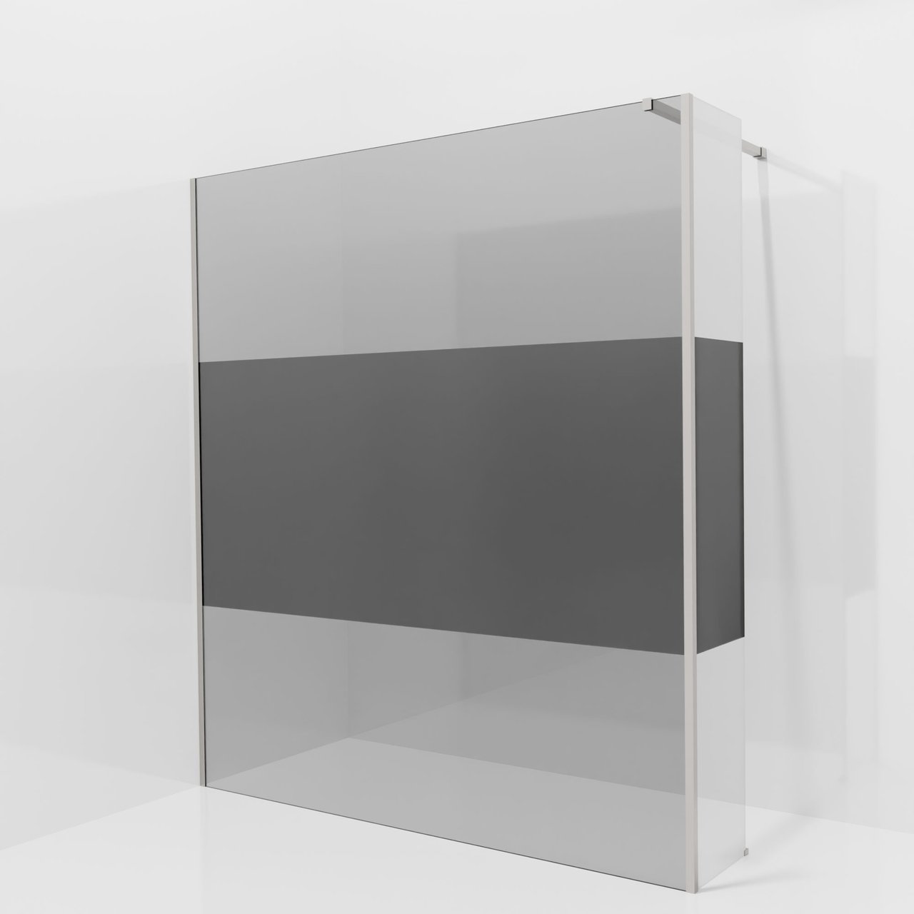 Balmani Modular Walk-In Dusche mit fester Seitenwand: 180 x 200 cm, Rauchglas mit mattiertem Streifen, inklusive Coating, Profil Brushed Inox